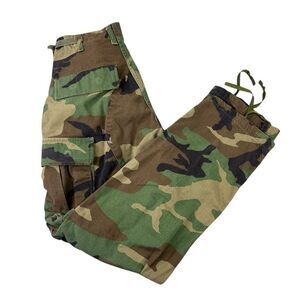 US Military Camo Cargo Combat Pants 27X30‎ XS Short Woodland Pattern 90's VTG